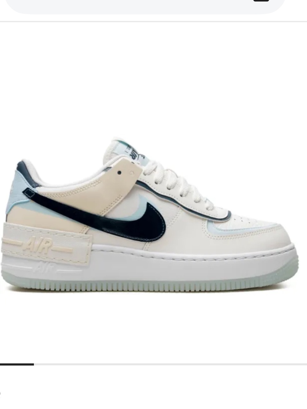 Nike Women's White and Navy Low-Top Sneakers with Light Blue Accents